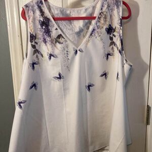 SHEIN Curve White Sleeveless Blouse With Butterflies Size 3XL
